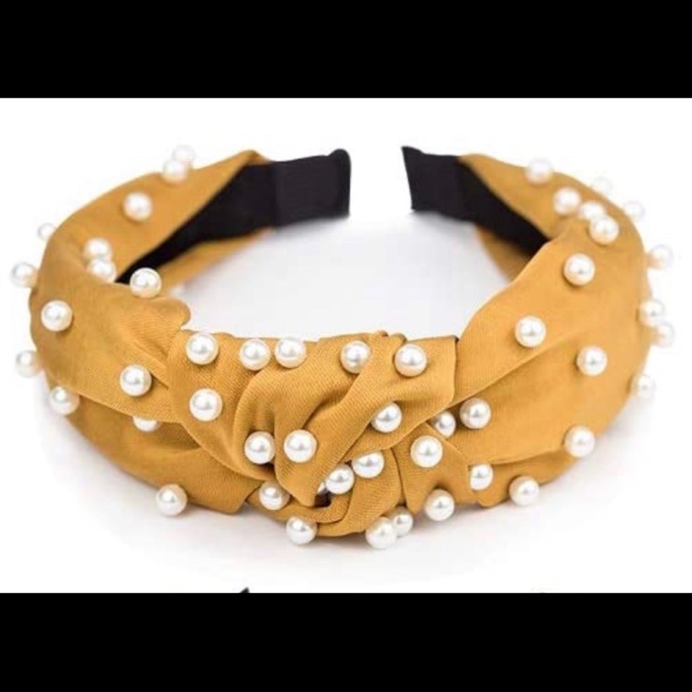 Mustard yellow pearl headband